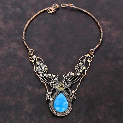 Smithsonite Necklace Copper Wire Wrapped Gemstone Necklace Handmade Necklace Copper Jewelry Adjustable Necklace For Gift Wire Wrap Jewelry