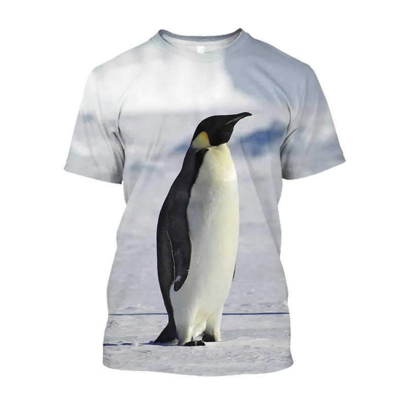 Cute Penguin 3d Print Animal T Shirt For Men Fashion Casual Oversized T-shirt Summer Round Neck Short Sleeve Children Tees