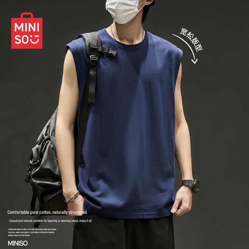 MINISO Men's American Retro Cotton Sleeveless T-Shirt