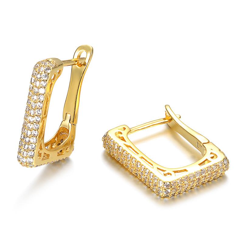 

Fashion copper needle super flash exquisite cold wind earrings women s simple geometric earrings
