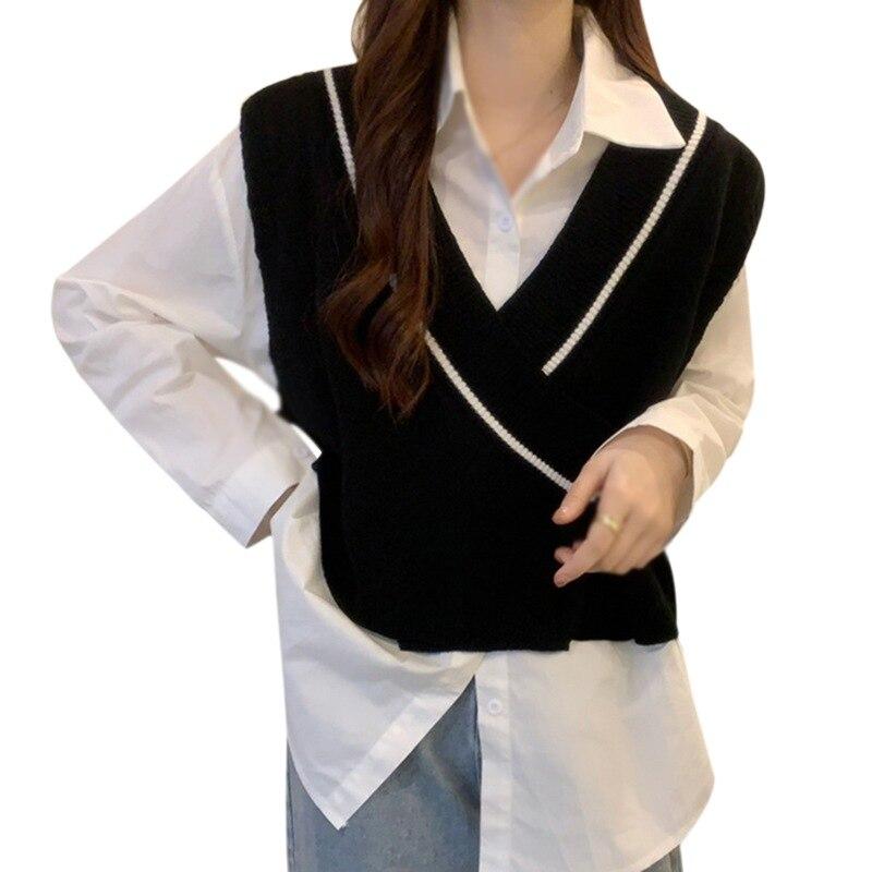 Sweater Vest for Women V Neck Sleeveless Top Pullover Knitwear Top Loose Fit Women Clothing