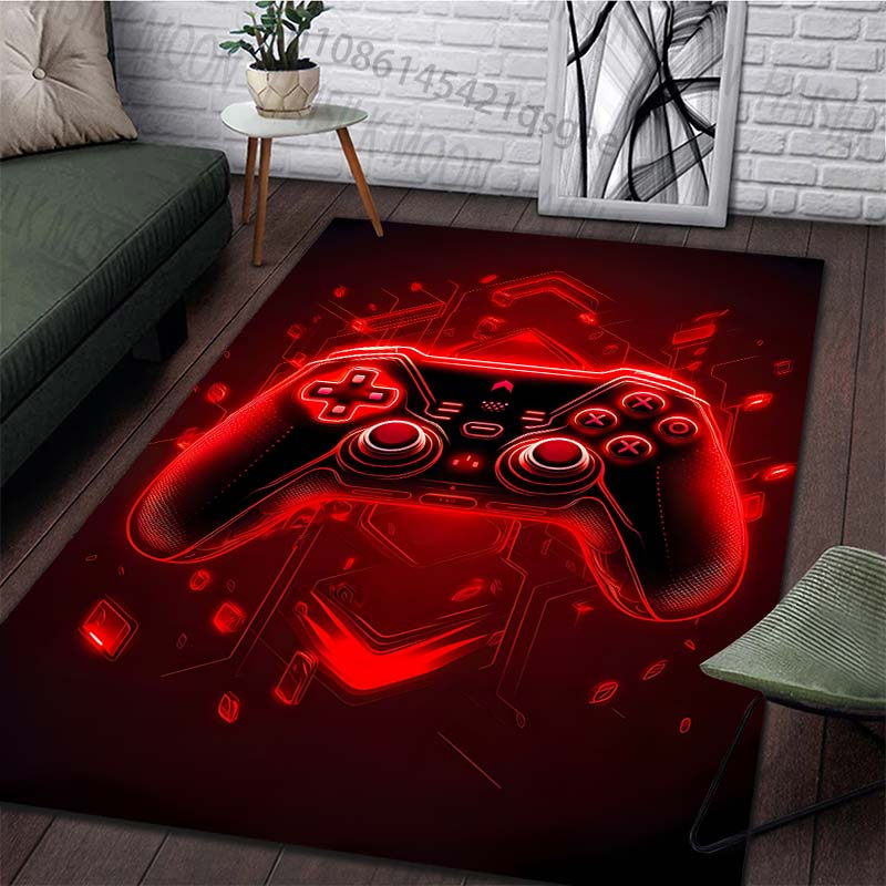 Multiple sizes Glowing red gaming controller Carpet for Living Room Bedroom Sofa Home Decor Rus Non-slip Floor Mat Luxury Gift