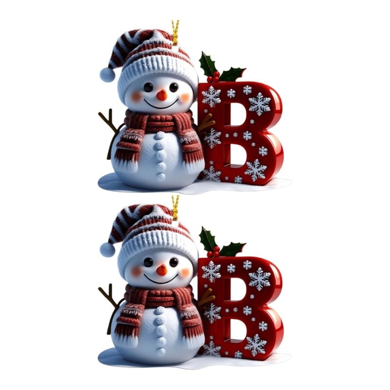 Shatterproof Acrylic Snowman Letter Hanging Ornament Christmas Tree Decoration For Festival Tree Wreath Window Display