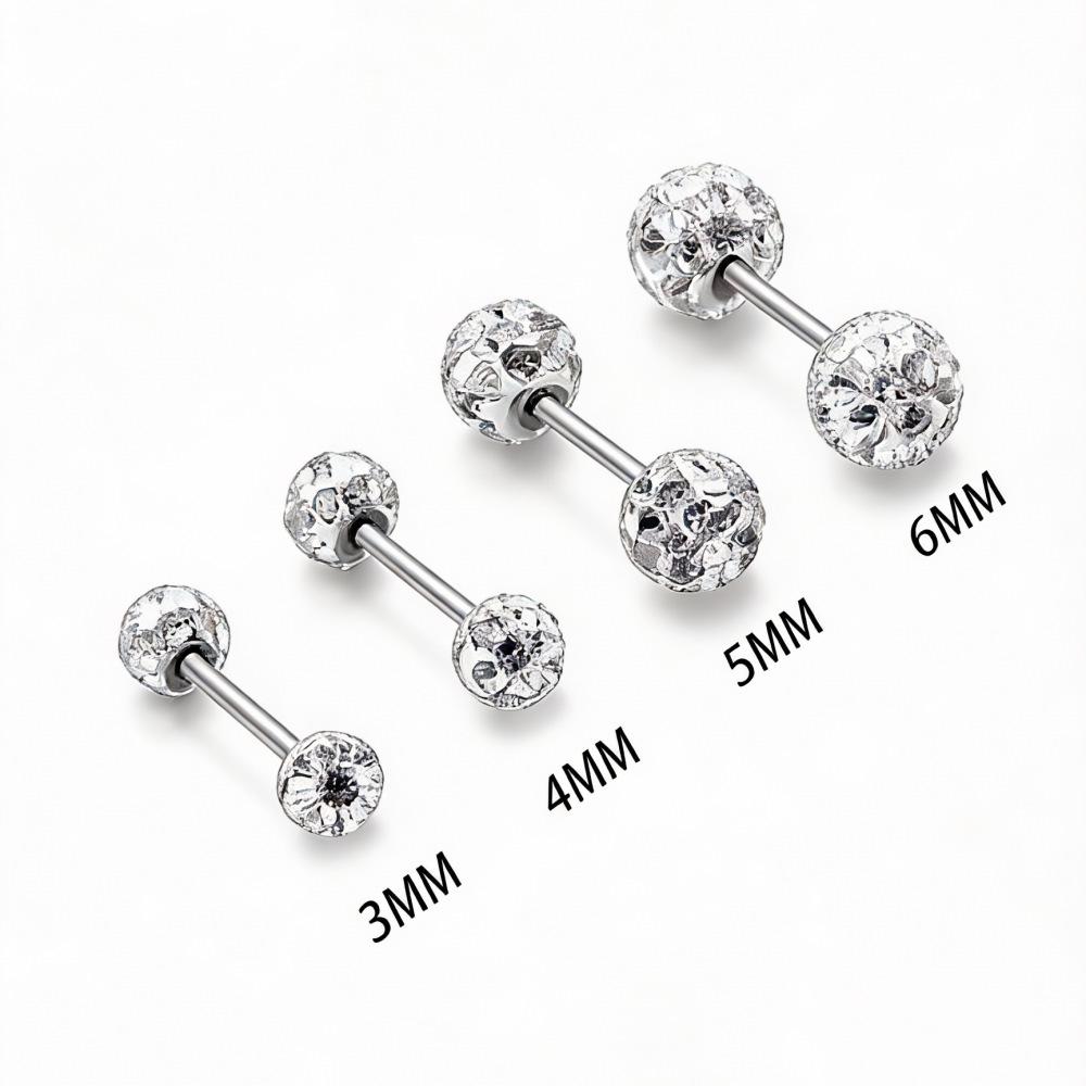 Double-Headed Rhinestone Round Ball Stud Earrings for Women, Luxe Versatile Ear Cartilage Studs, Super Shiny High-End Screw Earrings
