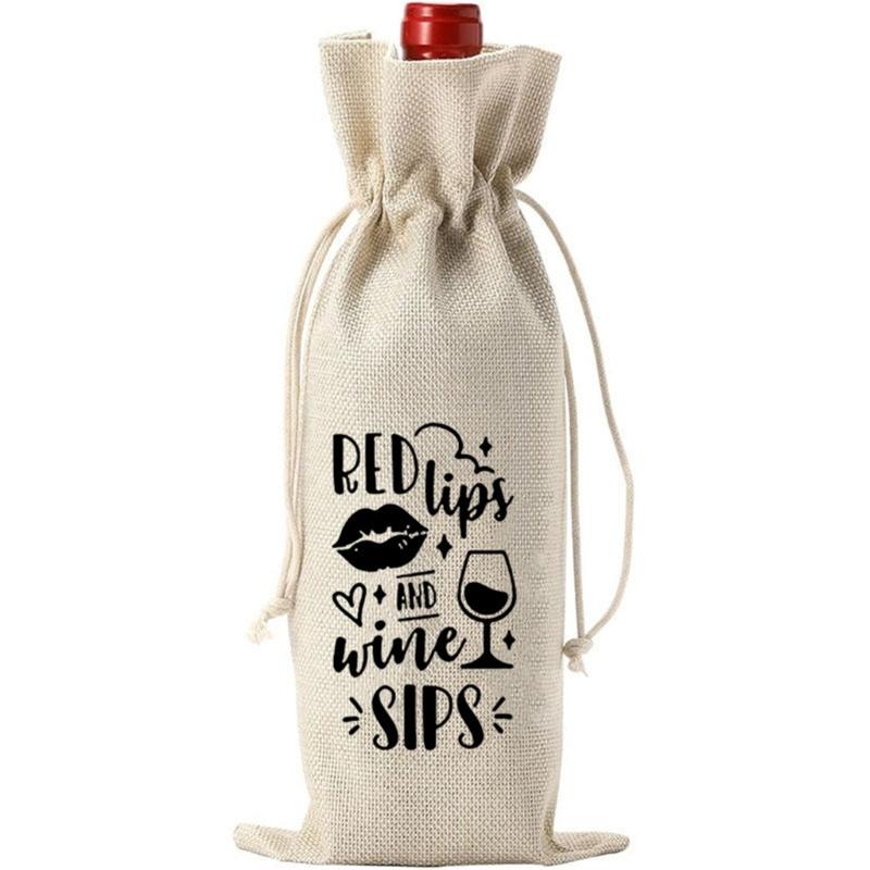 Linen Wine Bag for New Beginning Farewell Gift for Friend and Coworkers Moving Away Celebration Reusable Wine Bag