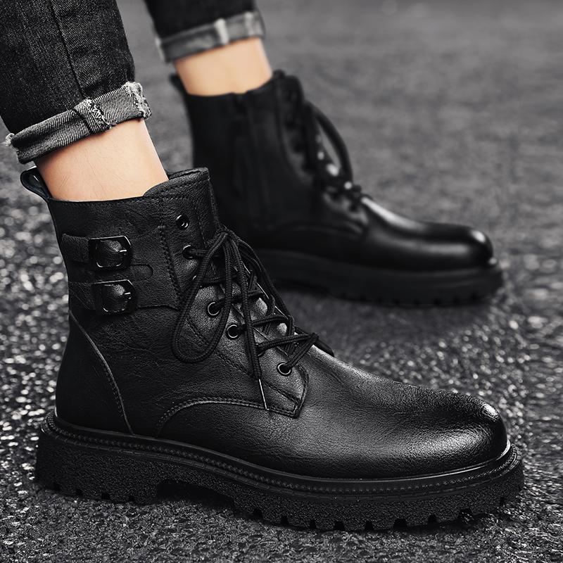 Fashion Genuine Leather Men's Boots Fashion Designer Style Daily Office Outdoor Party Walking Motorcycle Men's Autumn and Winter Shoes