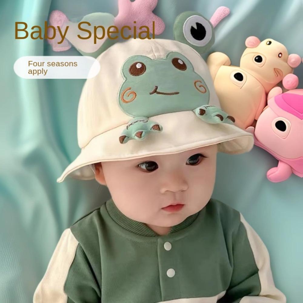 Sweet Korean Style Cartoon Frog Bucket Hat Mesh Breathable Baby Sun Protection Hat Streetwear Cotton Children Fishman Hat Spring