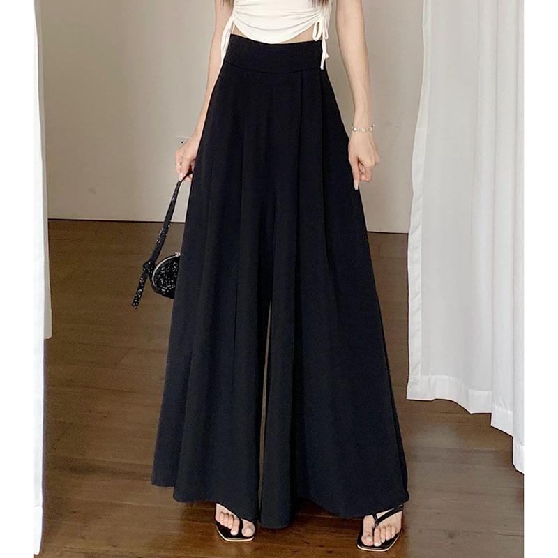 

Spring Summer Female Big Size Korean Solid Color Pants Lady High Waisted Comfortable Baggy Trousers Women Classic Thin Slim Fit Long Pants XS чёрный