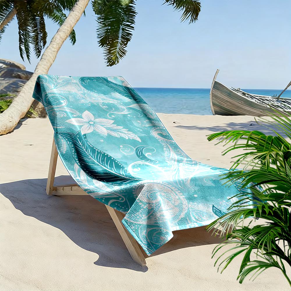 Floral and Feather Pattern Beach Towel Beach towel quick-drying for travel outdoor sports jogging beach and swimming