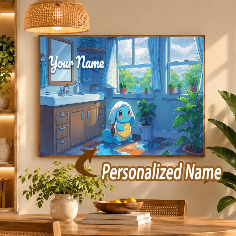 Squirtle Custom Name Diamond Painting Personalized 5D Full Drill DIY Diamond Art Home Decor