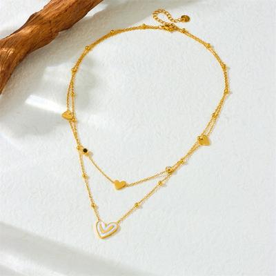 Gold Layered Heart Pendant Necklace for Women