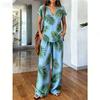 16 overseas hot-selling printing sets, classic European and American style, loose wide-leg pants women's fashion wear two-piece set
