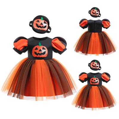 Halloween Baby Mädchen Kleid Bedrucktes Kleid Hexe Rollenspiel Cosplay Kostüm Maskerade Kostüm