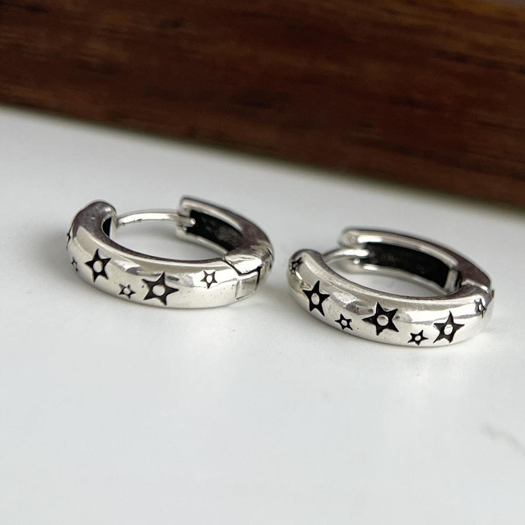 Xiaomi 925 Sterling Silver Vintage Square Earrings For Women Trendy Black Star Earring Jewelry Prevent Allergy Party Accessories Gift
