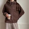 Autumn and winter thickened hooded sweater jacket women's loose and thin zipper cardigan solid color casual top
