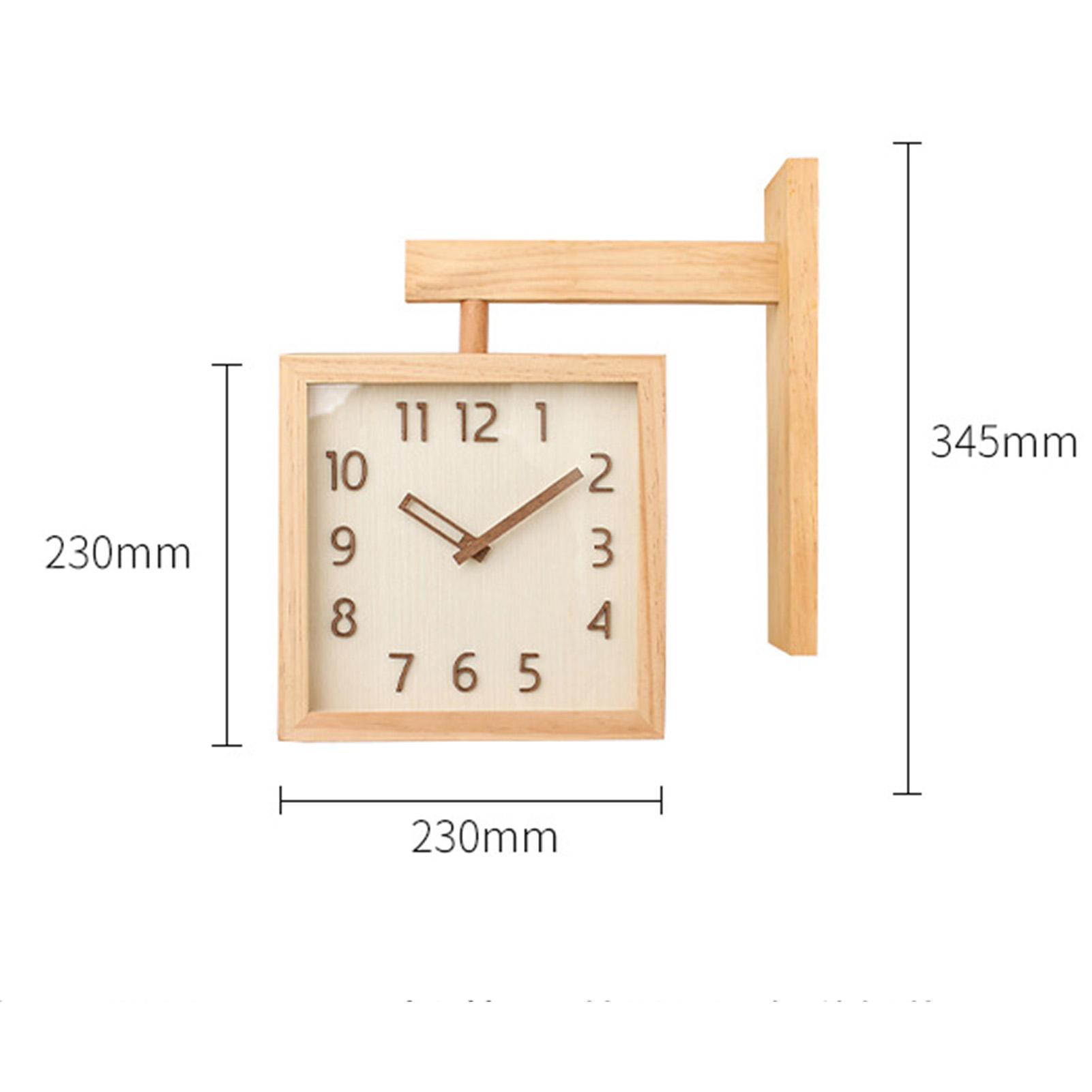 

Wall Clock Simple Silent Square Double Sided Clock Wooden Decorative Corner Clock for Living Room Household