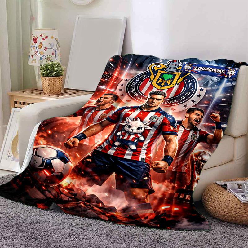 1pc Chivas Soccer Triumph Celebration Flannel Blanket Soft Warm Throw Blanket for Bedroom Living Room Bed Travel Camping Picnic Gift. MT7160187