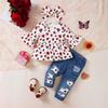 New Autumn Solid Color Long-sleeved Pullover for Infants and Young Children Beetle Sleeveless Dress Top and Digital Printed Trousers
