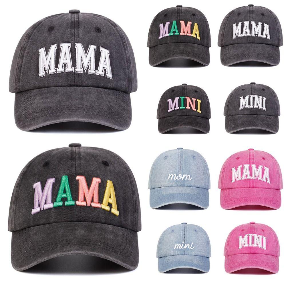 Washed Cotton MAMA MINI Embroidery Caps Vintage Baseball Cap Fashion Sport Visors Cap