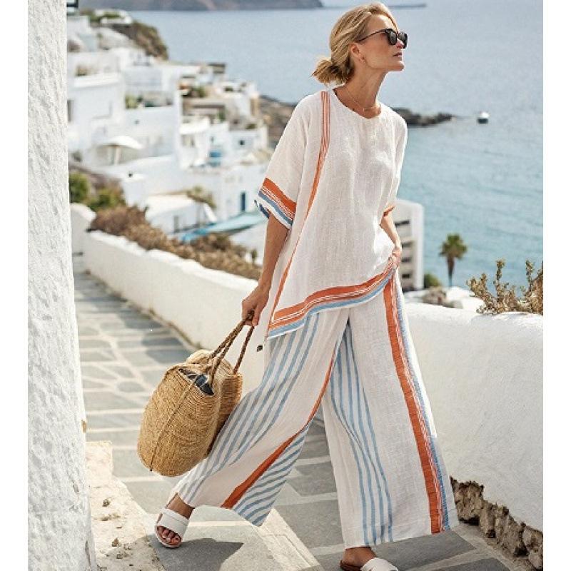 1116 European and American women's leisure vacation style suit Bohemian style suit fashion 1D digital printing