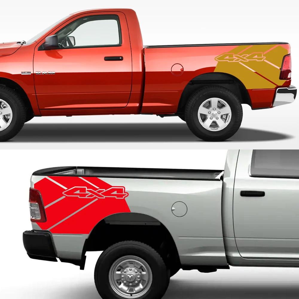 Pickup Rear Bed Side Stickers For Dodge Ram Rebel TRX Truck Trunk Graphics Grunge 4X4 Decor Decal Vinyl Cover Auto Accessories