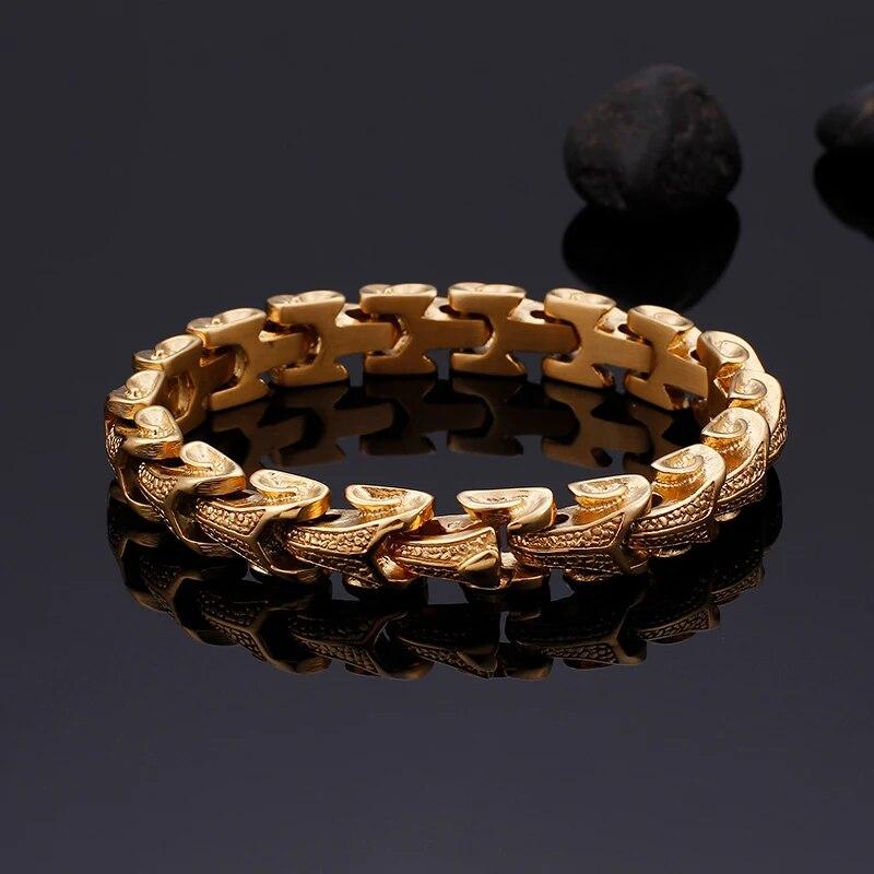 Pulseras Punk de acero inoxidable con forma de dragón para hombre, pulsera y brazalete, joyería
