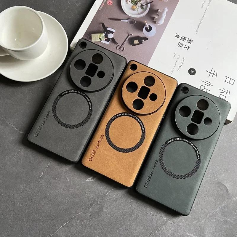 Magnetic Phone Case for OPPO Reno11 Reno10 Reno9 Reno8 Pro Plus Find X5 X6 Pro X7 Ultra Lambskin Texture Fuax Leather Cover