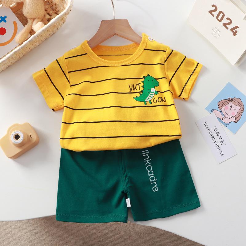 Kids Cotton Cartoon T-Shirt and Shorts Set Baby Boy Girl  Casual Outfit Children Clothes Set