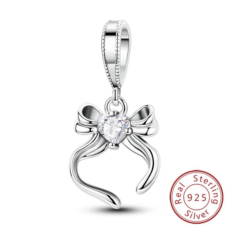 New Original Copper Charms Beads Pendant Owl Bow Round Simple Zircon Beads For Women Fine Jewelry Making