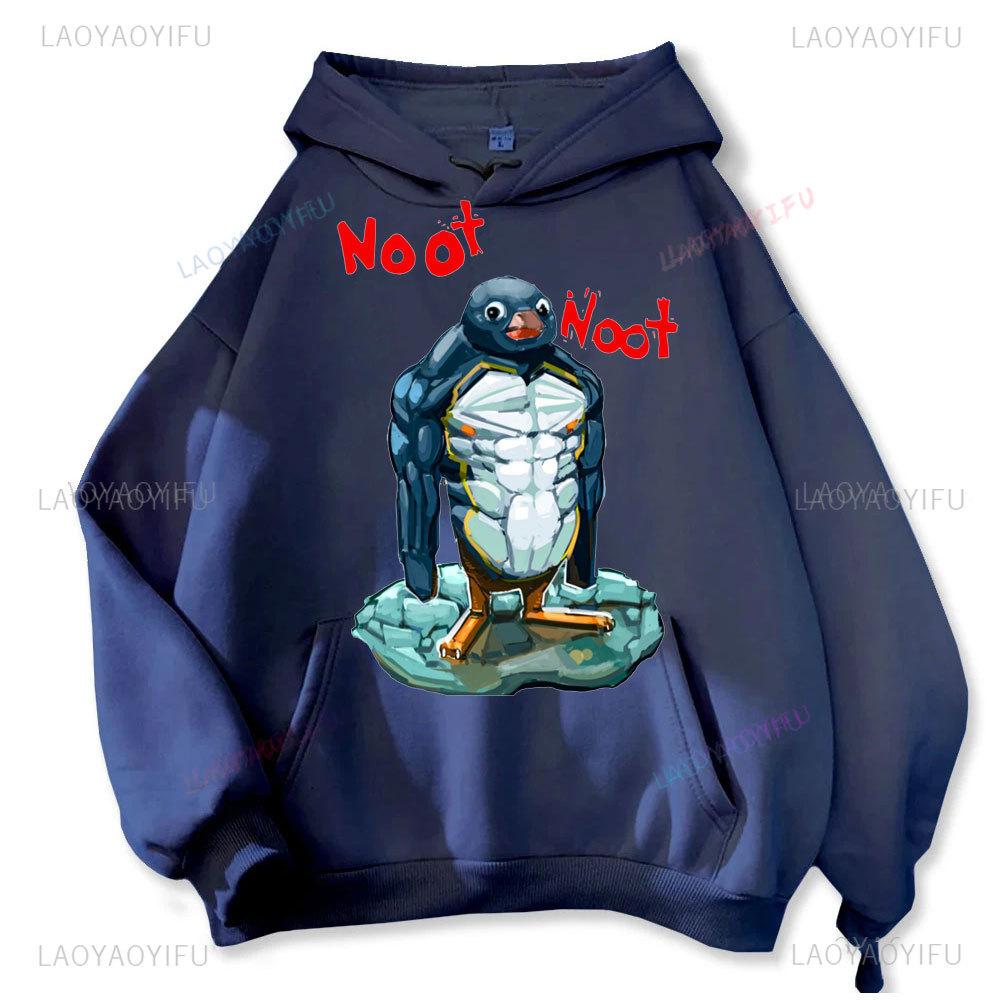 Music-listening Penguin Emotion Autumn Winter Hoodies Men Fashion Long Sleeve Sweatshirts Women Streetwear Pullovers Sudaderas