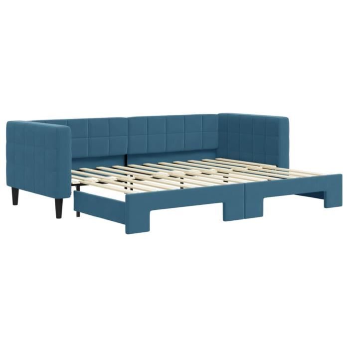 VidaXL Daybed with Trundle Bed Blue 80x200 Cm Velvet 3196683