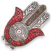 Hamsa Incense Holder, Small Red and Green