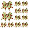 12 Pcs Red Green Dot Christmas Bow Rustic Burlap Bow with Green Furry Hair And Santa Hat for Xmas DIY Crafts Party Decoration