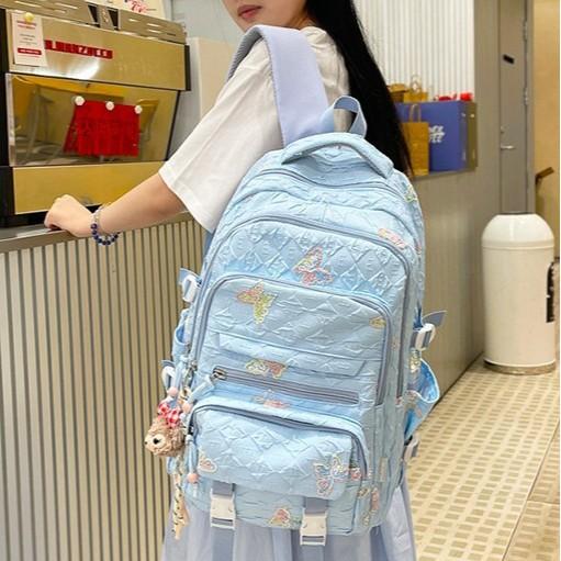 Schoolbag Female Junior High School Students' High capacity High School Students' Backpacks Are High Value  Light and Simple Backpacks.