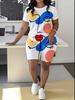 Butterfly European and American Women's Clothing Coconut Tree Printing T-Shirt Shorts Set Sports Suit