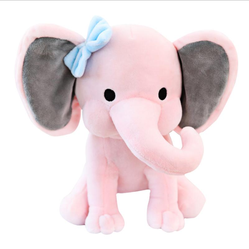 Plush Elephant Toy Grey Pink Stuffed Animal, Soft Comfort Sleeping Elephant Doll For Kids, Birthday Christmas Gift For Children