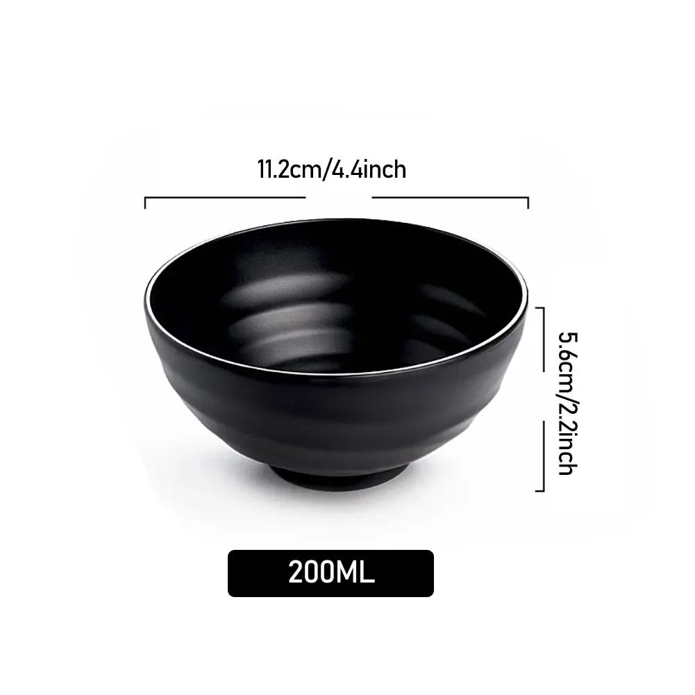 Fancyfamily Black Frosted Melamine Japanese Style Beef Ramen Bowl Bamboo Hat Shape Soup Bowl Fast Food Tableware