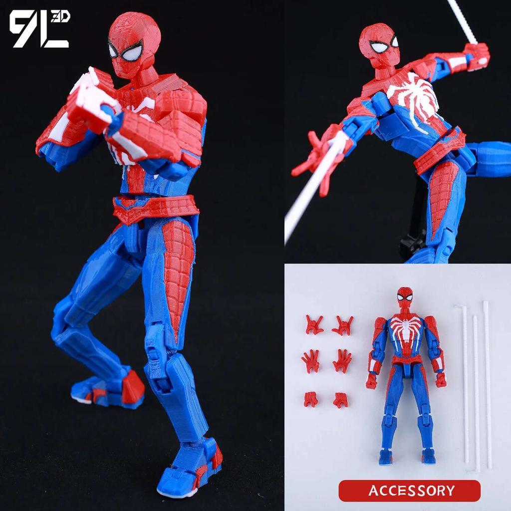 9L3D Printed Lucky Dummy 13 Spider-Man 3D Printed Action Figure, Multi-Jointed Poseable Anime Model, Collectible Gift for Fans