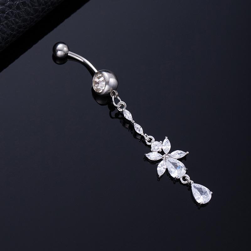 Piercing per Ombelico Microstone Chiodi per Ombelico Vento Farfalla Amore Anello per Ombelico Stella Luna Fiore Femminile Fibbia per Ombelico
