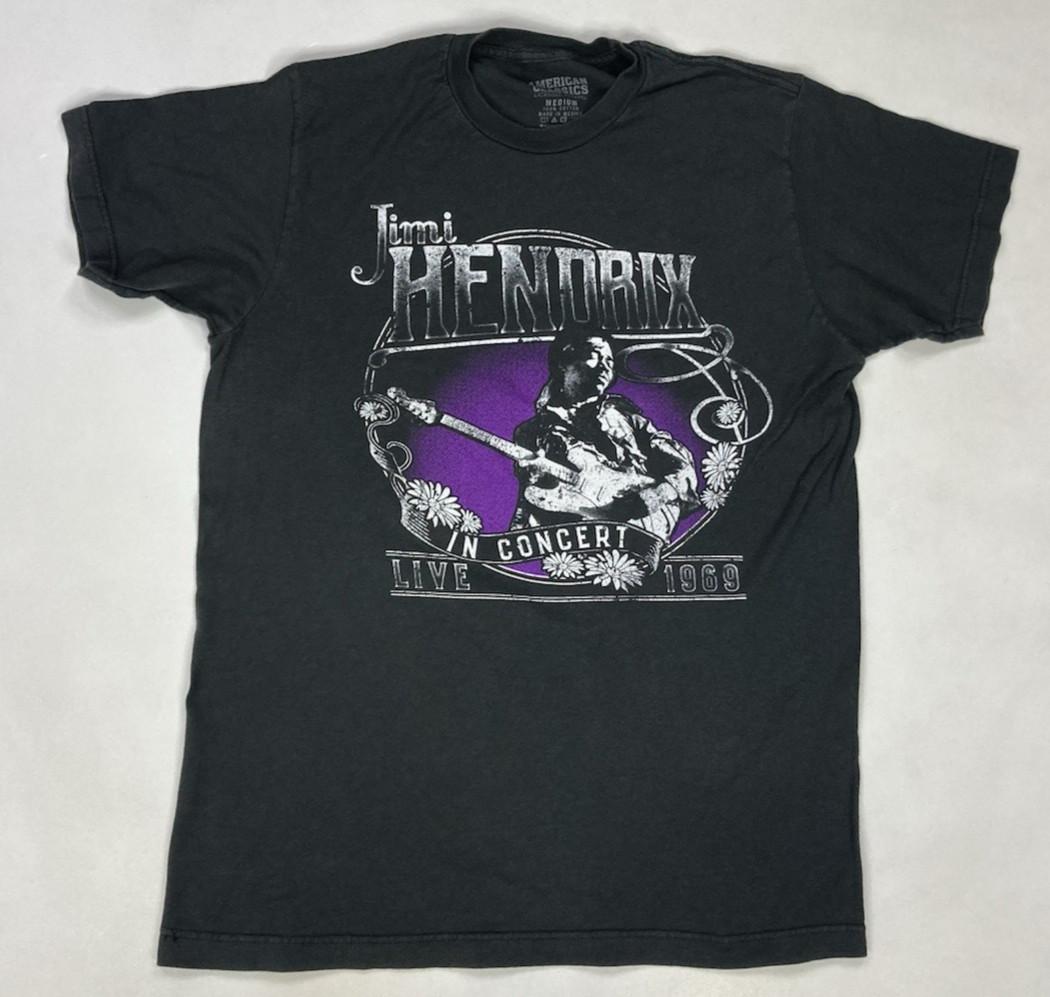Jimi Hendrix Live In Concert 1969 Graphic T-shirt Men Medium Gray Music Merch XXL