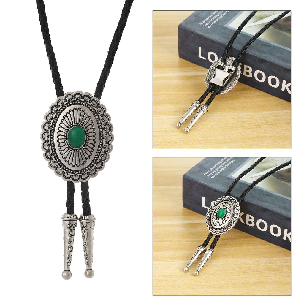 Vintage Bolo Ties for Women Men Turquoise BolaTie Necktie Western Cowboy Necklace Bolo Tie Music Concert Tours Neckwear