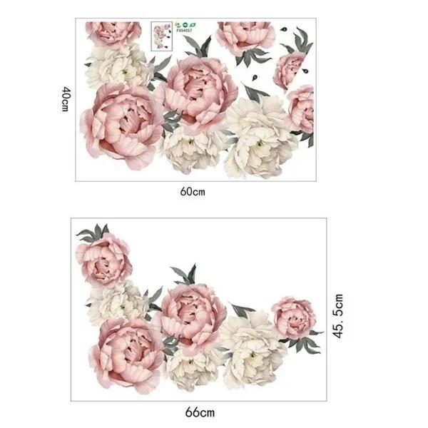 Neuer 3D Pfingstrosenmuster Wandaufkleber Kunst Aufkleber Hintergrundaufkleber für Zuhause Wohnzimmer Schlafzimmer Dekor