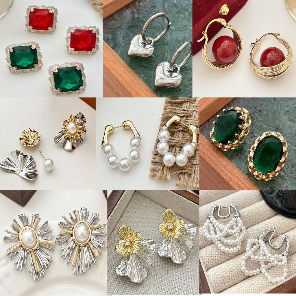 Retro Gem Pearl Flower Earrings - European Court Style, Light Luxury, Versatile Long Earrings