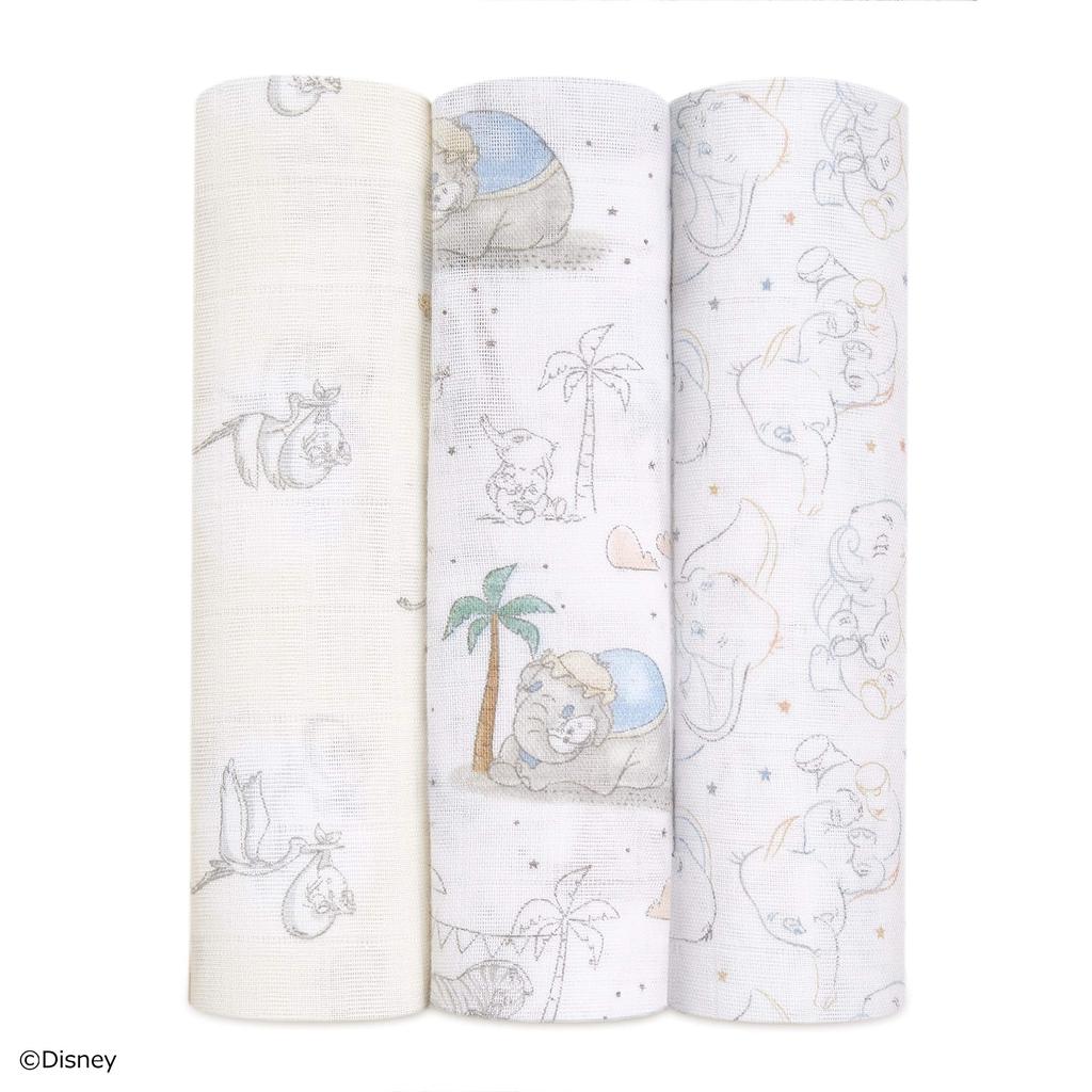 Aden Anais Aiden and Anais Swaddle Dumbo Set of 3 120 X 120cm Disney Design Muslin Cotton Swaddle Newborn SWADABDASWC30004DIJ +