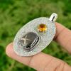 Radiant Moroccan Mud Crack Fossil Stone Citrine New Pendant Jewelry 925 Silver