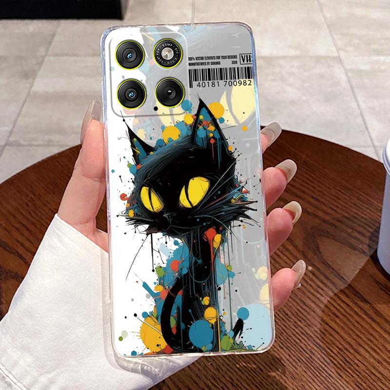 Jelly Casing For Motorola Edge 70 Clear Silicone Soft TPU Back Cover Cute Cat Rabbit Heart Phone Case
