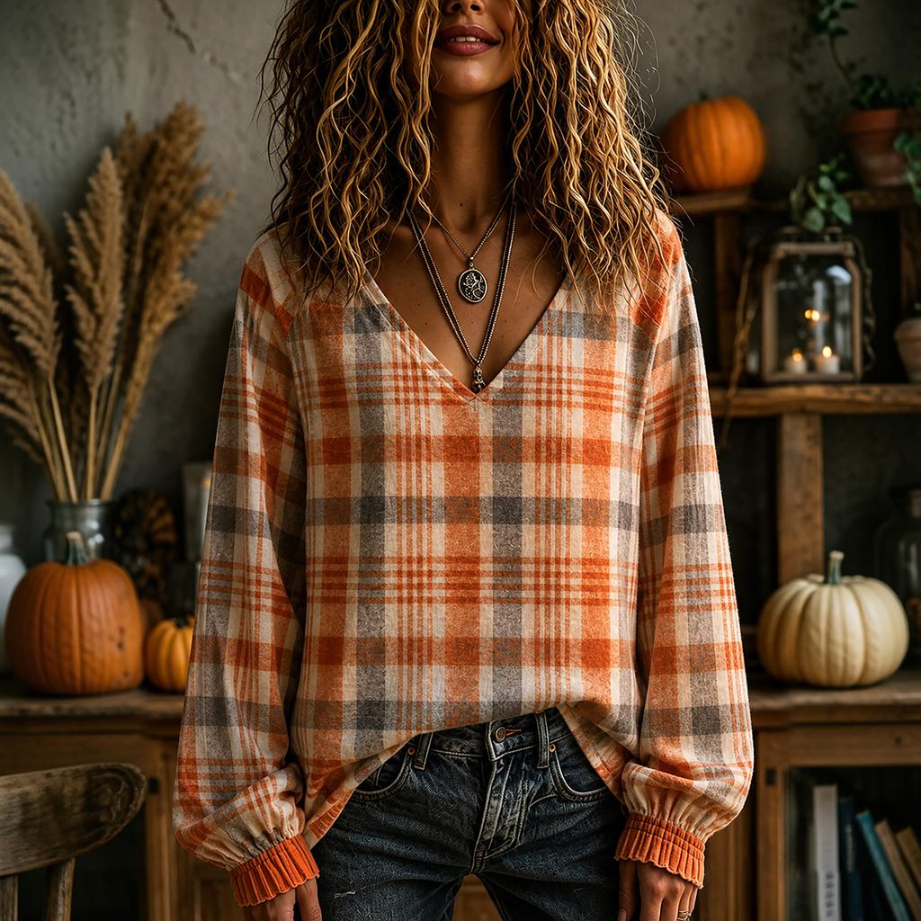 Women's V-Neck Top for Halloween and Fall