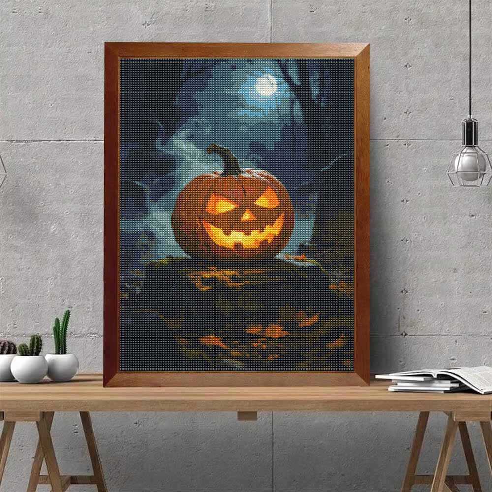 DIY Full Drill Diamond Painting Kit Halloween Pumpkin Design Rhinestone Canvas Art Relaxing Handmade Gift for Adults