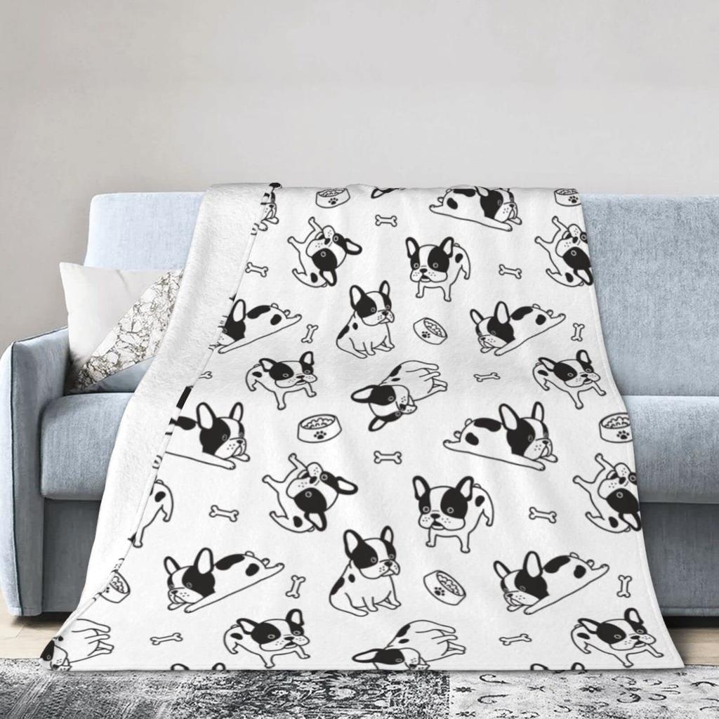 Cartoon bulldog Printed Blanket for Sofa Bed Travel Camping Living Room Office Conditioning Blanket for All Seasons Gifts