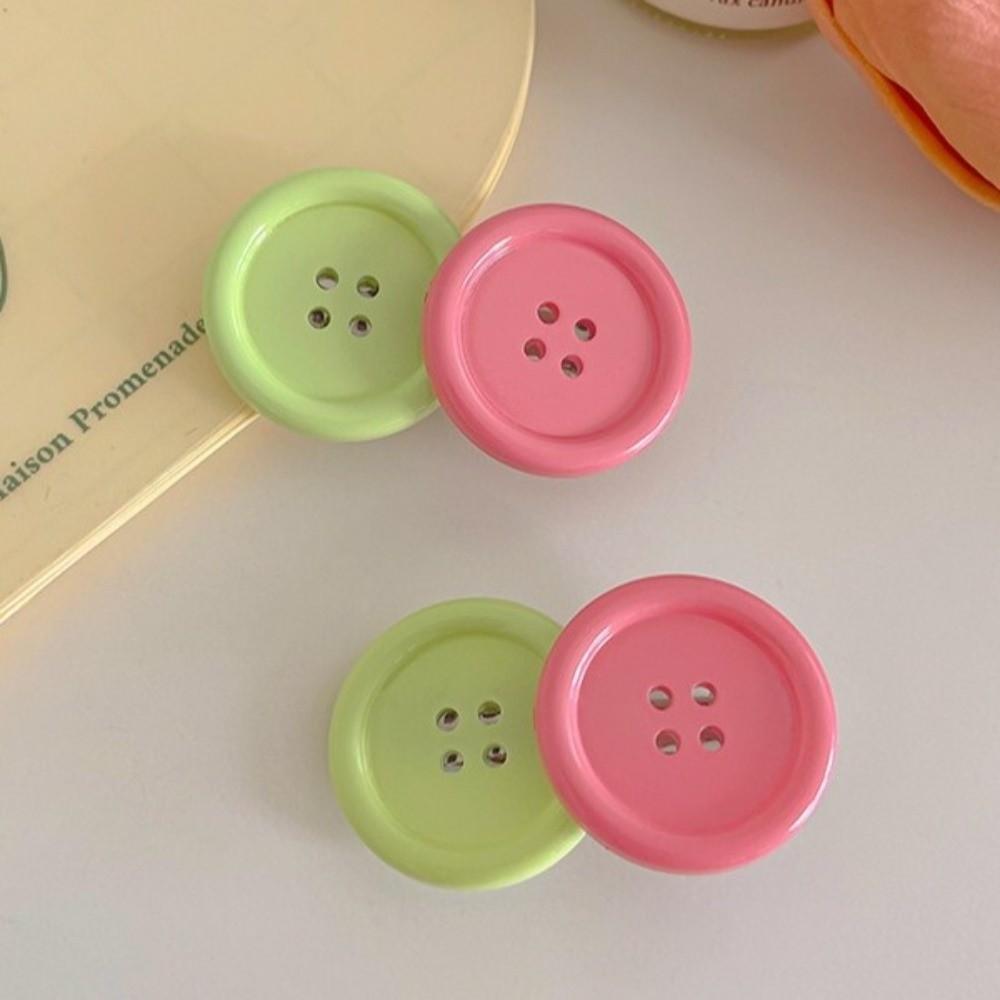 2 Stück Ovales Design Knopfform Haarspangen Rutschfest Niedliche Spangen Mode Süße Farbe Haarspange Schule